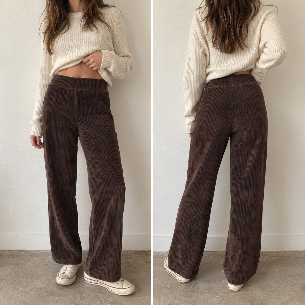 Aritzia Sunday Best Womens Pants Small Brown Ribbed Corduroy Dark Academia